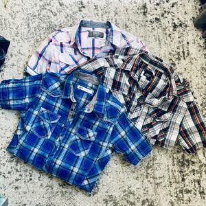 (3) Men's Short Sleeve Plaid Shirts Size Small BKE | Various Artists